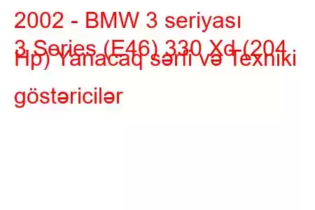 2002 - BMW 3 seriyası
3 Series (E46) 330 Xd (204 Hp) Yanacaq sərfi və Texniki göstəricilər