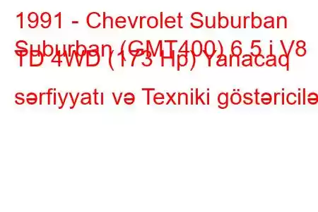 1991 - Chevrolet Suburban
Suburban (GMT400) 6.5 i V8 TD 4WD (173 Hp) Yanacaq sərfiyyatı və Texniki göstəricilər