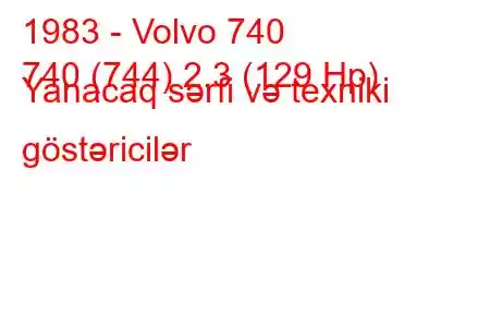 1983 - Volvo 740
740 (744) 2.3 (129 Hp) Yanacaq sərfi və texniki göstəricilər