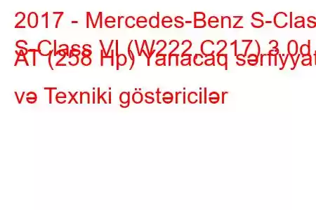 2017 - Mercedes-Benz S-Class
S-Class VI (W222,C217) 3.0d AT (258 Hp) Yanacaq sərfiyyatı və Texniki göstəricilər