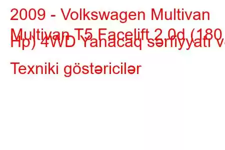 2009 - Volkswagen Multivan
Multivan T5 Facelift 2.0d (180 Hp) 4WD Yanacaq sərfiyyatı və Texniki göstəricilər