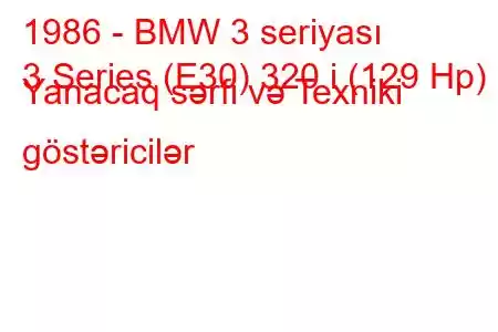 1986 - BMW 3 seriyası
3 Series (E30) 320 i (129 Hp) Yanacaq sərfi və Texniki göstəricilər