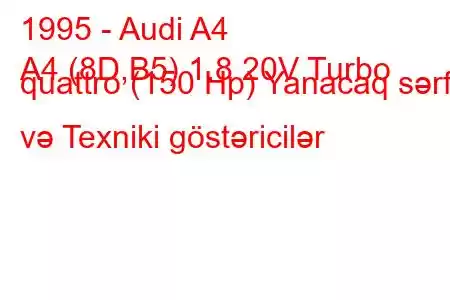 1995 - Audi A4
A4 (8D,B5) 1.8 20V Turbo quattro (150 Hp) Yanacaq sərfi və Texniki göstəricilər