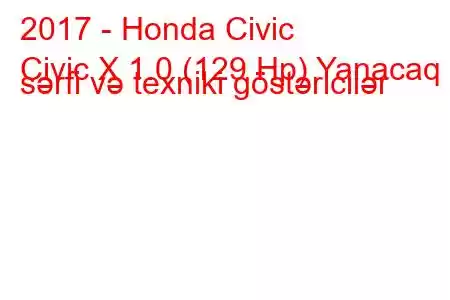 2017 - Honda Civic
Civic X 1.0 (129 Hp) Yanacaq sərfi və texniki göstəricilər