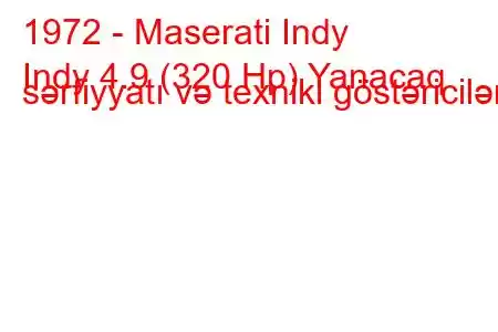 1972 - Maserati Indy
Indy 4.9 (320 Hp) Yanacaq sərfiyyatı və texniki göstəricilər