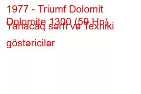 1977 - Triumf Dolomit
Dolomite 1300 (59 Hp) Yanacaq sərfi və Texniki göstəricilər