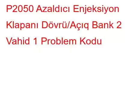 P2050 Azaldıcı Enjeksiyon Klapanı Dövrü/Açıq Bank 2 Vahid 1 Problem Kodu