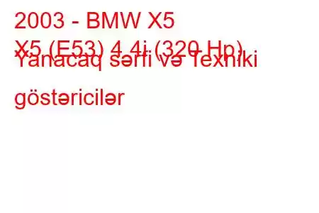 2003 - BMW X5
X5 (E53) 4.4i (320 Hp) Yanacaq sərfi və Texniki göstəricilər