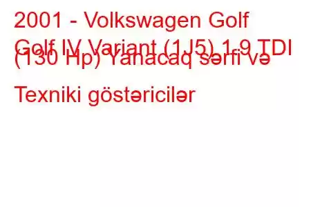 2001 - Volkswagen Golf
Golf IV Variant (1J5) 1.9 TDI (130 Hp) Yanacaq sərfi və Texniki göstəricilər