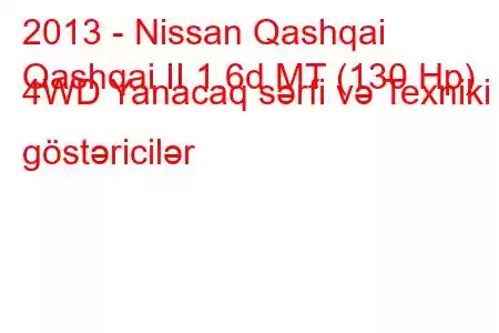 2013 - Nissan Qashqai
Qashqai II 1.6d MT (130 Hp) 4WD Yanacaq sərfi və Texniki göstəricilər