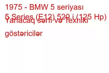 1975 - BMW 5 seriyası
5 Series (E12) 520 i (125 Hp) Yanacaq sərfi və Texniki göstəricilər