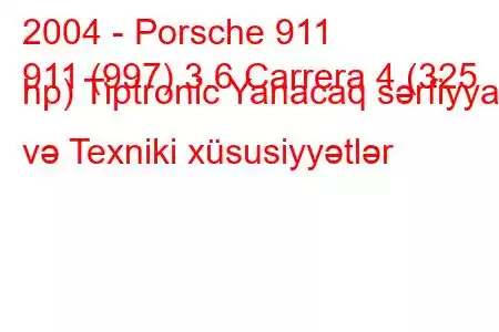 2004 - Porsche 911
911 (997) 3.6 Carrera 4 (325 hp) Tiptronic Yanacaq sərfiyyatı və Texniki xüsusiyyətlər