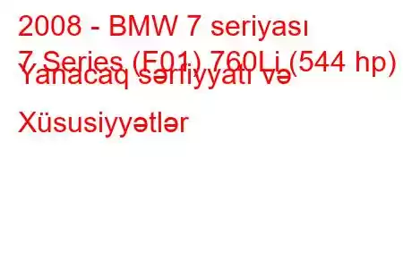 2008 - BMW 7 seriyası
7 Series (F01) 760Li (544 hp) Yanacaq sərfiyyatı və Xüsusiyyətlər