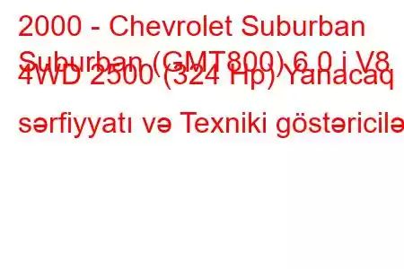 2000 - Chevrolet Suburban
Suburban (GMT800) 6.0 i V8 4WD 2500 (324 Hp) Yanacaq sərfiyyatı və Texniki göstəricilər