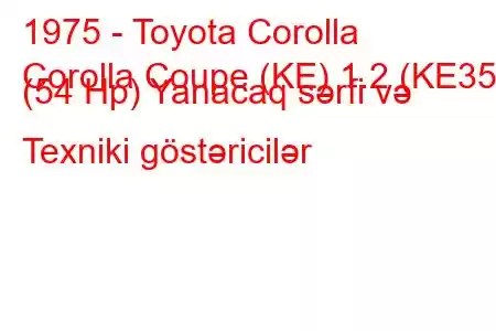 1975 - Toyota Corolla
Corolla Coupe (KE) 1.2 (KE35) (54 Hp) Yanacaq sərfi və Texniki göstəricilər