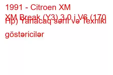 1991 - Citroen XM
XM Break (Y3) 3.0 i V6 (170 Hp) Yanacaq sərfi və Texniki göstəricilər