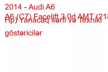 2014 - Audi A6
A6 (C7) Facelift 3.0d AMT (218 Hp) Yanacaq sərfi və Texniki göstəricilər