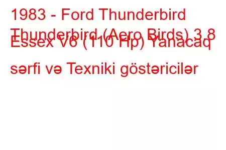 1983 - Ford Thunderbird
Thunderbird (Aero Birds) 3.8 Essex V6 (110 Hp) Yanacaq sərfi və Texniki göstəricilər