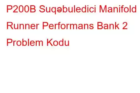 P200B Suqəbuledici Manifold Runner Performans Bank 2 Problem Kodu