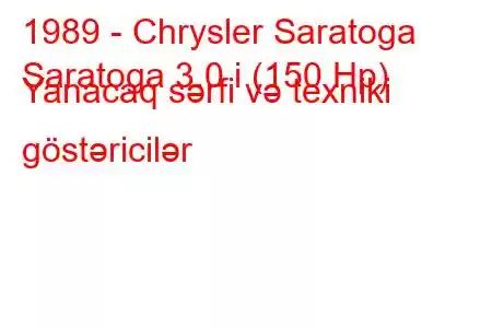 1989 - Chrysler Saratoga
Saratoga 3.0 i (150 Hp) Yanacaq sərfi və texniki göstəricilər