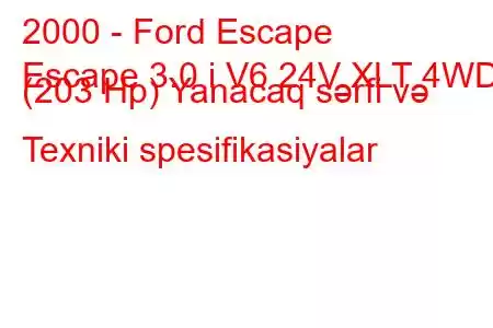 2000 - Ford Escape
Escape 3.0 i V6 24V XLT 4WD (203 Hp) Yanacaq sərfi və Texniki spesifikasiyalar