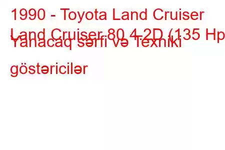 1990 - Toyota Land Cruiser
Land Cruiser 80 4.2D (135 Hp) Yanacaq sərfi və Texniki göstəricilər