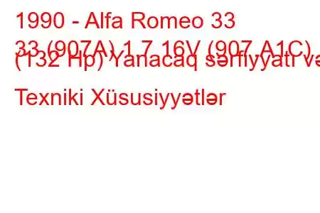 1990 - Alfa Romeo 33
33 (907A) 1.7 16V (907.A1C) (132 Hp) Yanacaq sərfiyyatı və Texniki Xüsusiyyətlər