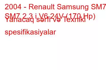 2004 - Renault Samsung SM7
SM7 2.3 i V6 24V (170 Hp) Yanacaq sərfi və Texniki spesifikasiyalar