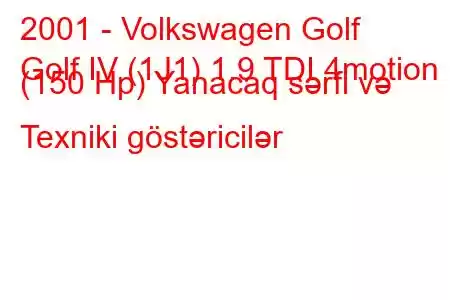 2001 - Volkswagen Golf
Golf IV (1J1) 1.9 TDI 4motion (150 Hp) Yanacaq sərfi və Texniki göstəricilər