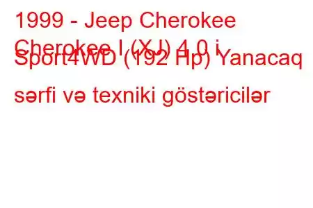 1999 - Jeep Cherokee
Cherokee I (XJ) 4.0 i Sport4WD (192 Hp) Yanacaq sərfi və texniki göstəricilər