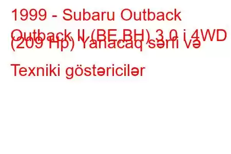 1999 - Subaru Outback
Outback II (BE,BH) 3.0 i 4WD (209 Hp) Yanacaq sərfi və Texniki göstəricilər