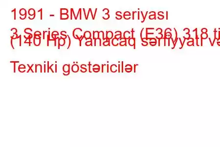 1991 - BMW 3 seriyası
3 Series Compact (E36) 318 ti (140 Hp) Yanacaq sərfiyyatı və Texniki göstəricilər