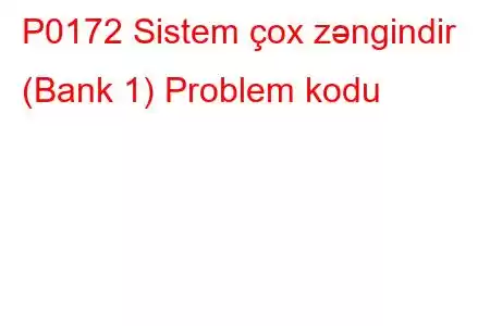 P0172 Sistem çox zəngindir (Bank 1) Problem kodu