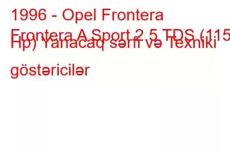 1996 - Opel Frontera
Frontera A Sport 2.5 TDS (115 Hp) Yanacaq sərfi və Texniki göstəricilər