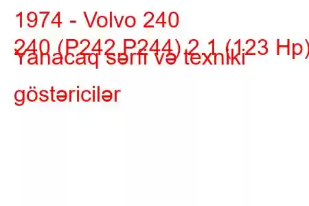 1974 - Volvo 240
240 (P242,P244) 2.1 (123 Hp) Yanacaq sərfi və texniki göstəricilər