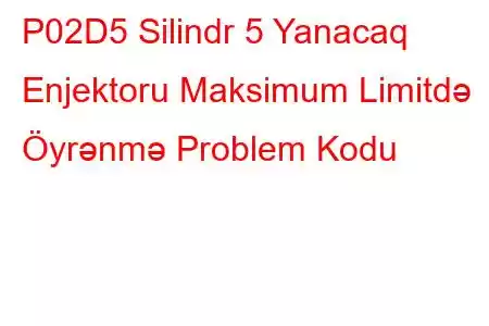 P02D5 Silindr 5 Yanacaq Enjektoru Maksimum Limitdə Öyrənmə Problem Kodu