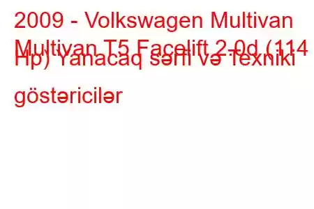 2009 - Volkswagen Multivan
Multivan T5 Facelift 2.0d (114 Hp) Yanacaq sərfi və Texniki göstəricilər