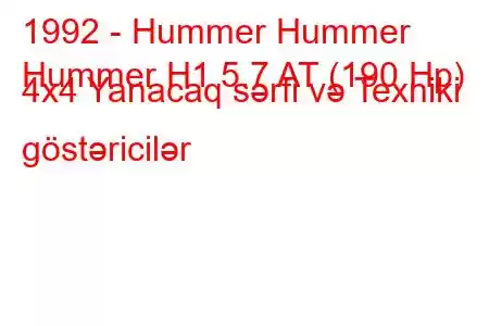 1992 - Hummer Hummer
Hummer H1 5.7 AT (190 Hp) 4x4 Yanacaq sərfi və Texniki göstəricilər