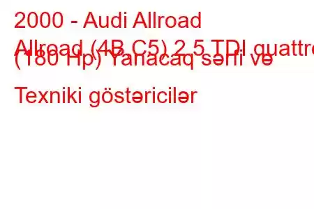 2000 - Audi Allroad
Allroad (4B,C5) 2.5 TDI quattro (180 Hp) Yanacaq sərfi və Texniki göstəricilər