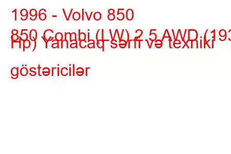 1996 - Volvo 850
850 Combi (LW) 2.5 AWD (193 Hp) Yanacaq sərfi və texniki göstəricilər