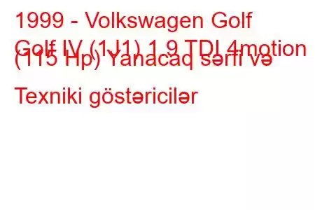 1999 - Volkswagen Golf
Golf IV (1J1) 1.9 TDI 4motion (115 Hp) Yanacaq sərfi və Texniki göstəricilər