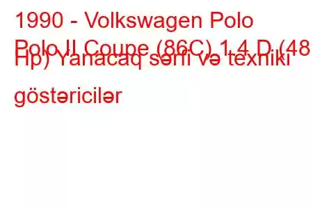 1990 - Volkswagen Polo
Polo II Coupe (86C) 1.4 D (48 Hp) Yanacaq sərfi və texniki göstəricilər