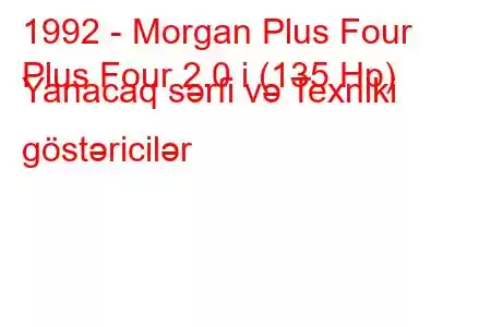 1992 - Morgan Plus Four
Plus Four 2.0 i (135 Hp) Yanacaq sərfi və Texniki göstəricilər