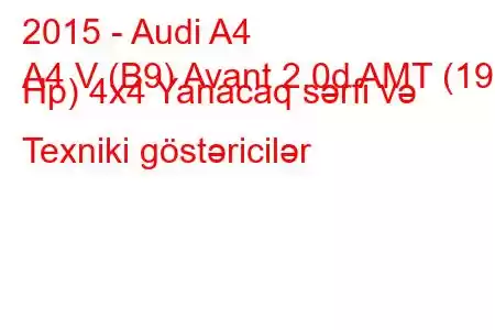 2015 - Audi A4
A4 V (B9) Avant 2.0d AMT (190 Hp) 4x4 Yanacaq sərfi və Texniki göstəricilər