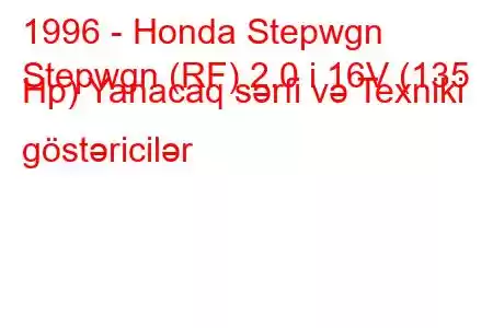 1996 - Honda Stepwgn
Stepwgn (RF) 2.0 i 16V (135 Hp) Yanacaq sərfi və Texniki göstəricilər