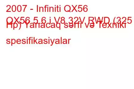 2007 - Infiniti QX56
QX56 5.6 i V8 32V RWD (325 Hp) Yanacaq sərfi və Texniki spesifikasiyalar