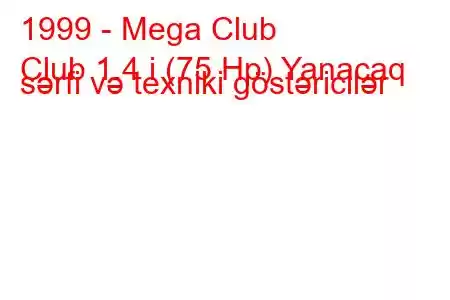 1999 - Mega Club
Club 1.4 i (75 Hp) Yanacaq sərfi və texniki göstəricilər