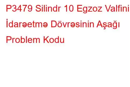 P3479 Silindr 10 Egzoz Valfinin İdarəetmə Dövrəsinin Aşağı Problem Kodu