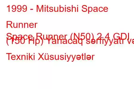 1999 - Mitsubishi Space Runner
Space Runner (N50) 2.4 GDI (150 Hp) Yanacaq sərfiyyatı və Texniki Xüsusiyyətlər