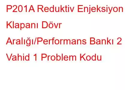 P201A Reduktiv Enjeksiyon Klapanı Dövr Aralığı/Performans Bankı 2 Vahid 1 Problem Kodu